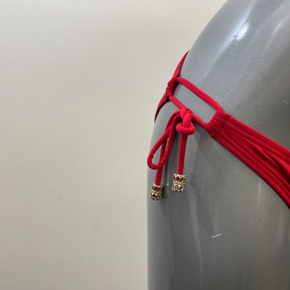 Aqua by La Vie en Rose Women's Red Bathing Suit Bottoms Side Tie Size Medium - Picture 3 of 5